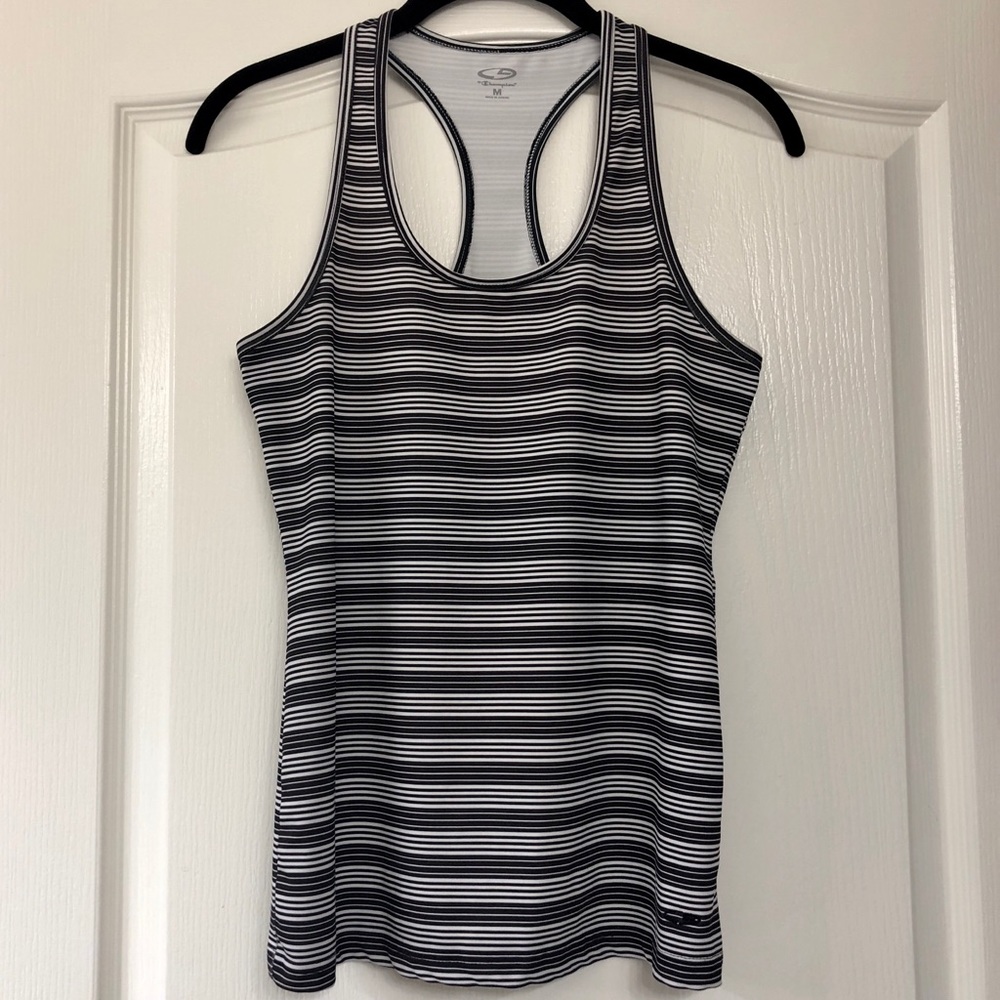 Champion Black and White Striped Workout Tank